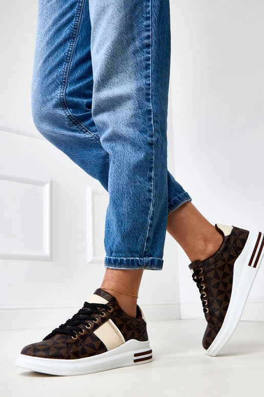 Hnedé športové tenisky s platformou a...