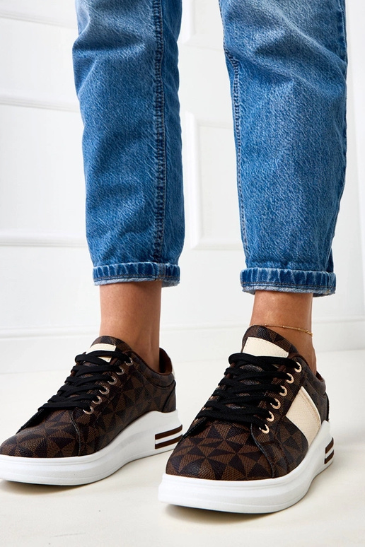 Hnedé športové tenisky s platformou a...