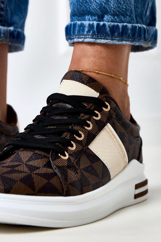 Hnedé športové tenisky s platformou a...