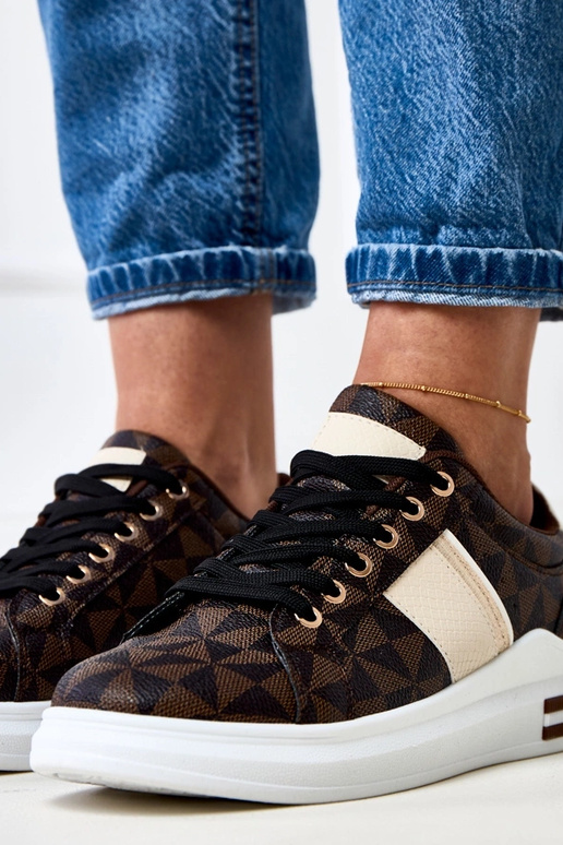 Hnedé športové tenisky s platformou a...