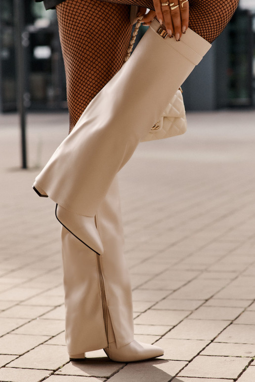 dámske čižmy Eko KoženéINyIniniętą CholeInką s podpätkami slonovina Avamora