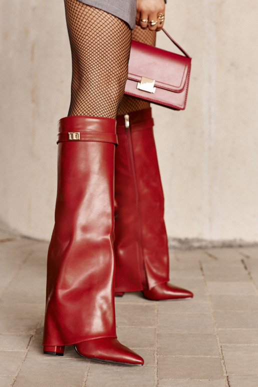 dámske čižmy Eko KoženéINyIniniętą CholeInką s podpätkami bordová Avamora