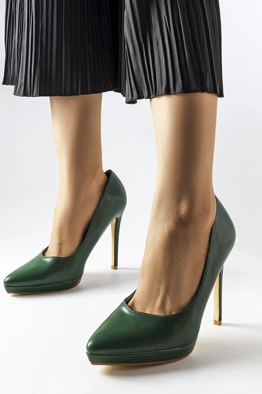 Tmavozelené klasické vysoké podpätky...