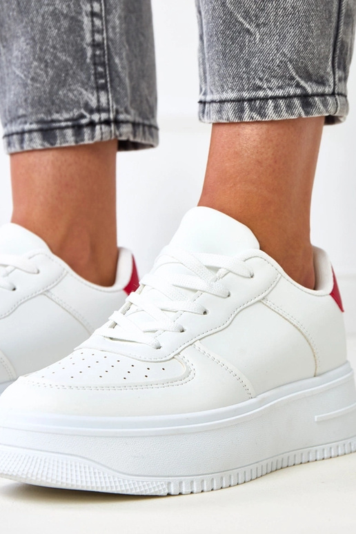 Biele športové tenisky s platformou a...