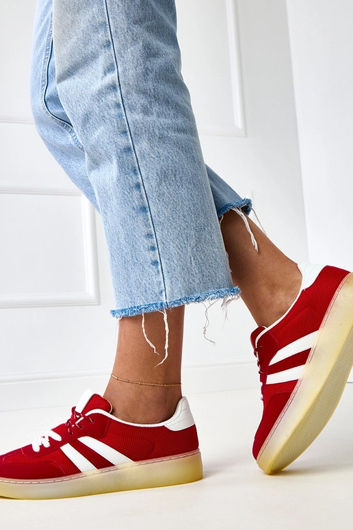 Červené sieťované tenisky s bielou...