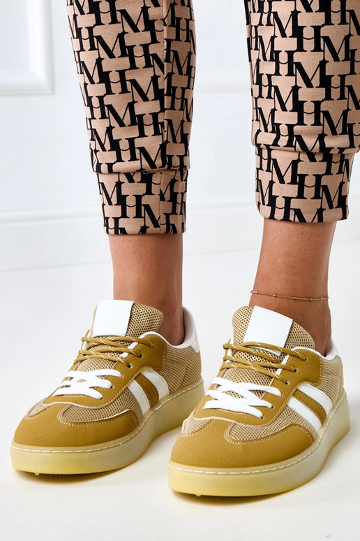 Žlté sieťované tenisky s bielou...