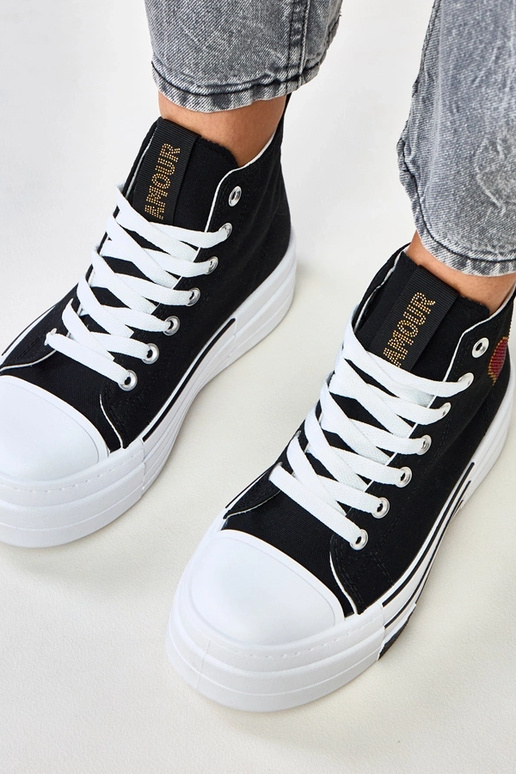 Čierne vysoké platformové tenisky so...