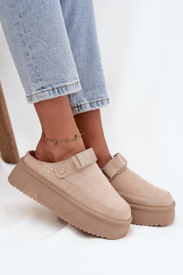 Snehule Dámske s platformous lepiacim zapínanímem slonovina Jorielle