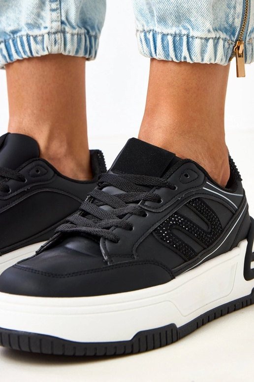 Čierne tenisky na platforme, zdobené...