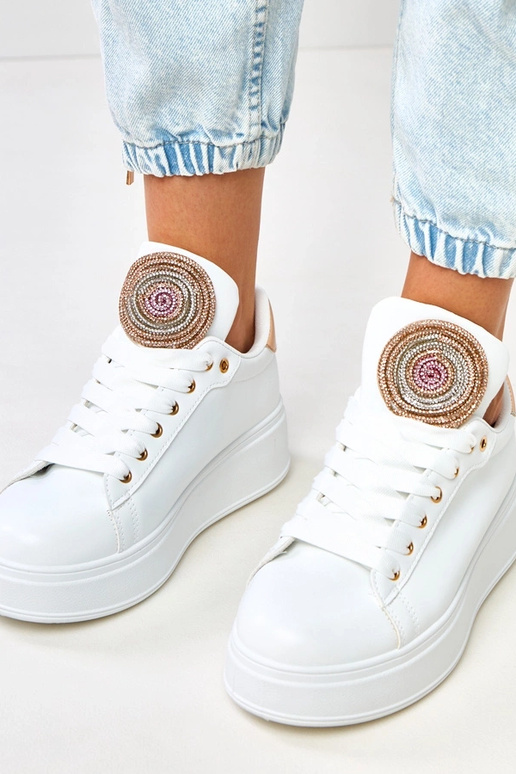 Biele tenisky na platforme so zlatým... Biele tenisky na platforme so zlatým...