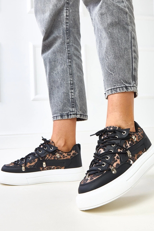 Čierno-biele tenisky na platforme s...