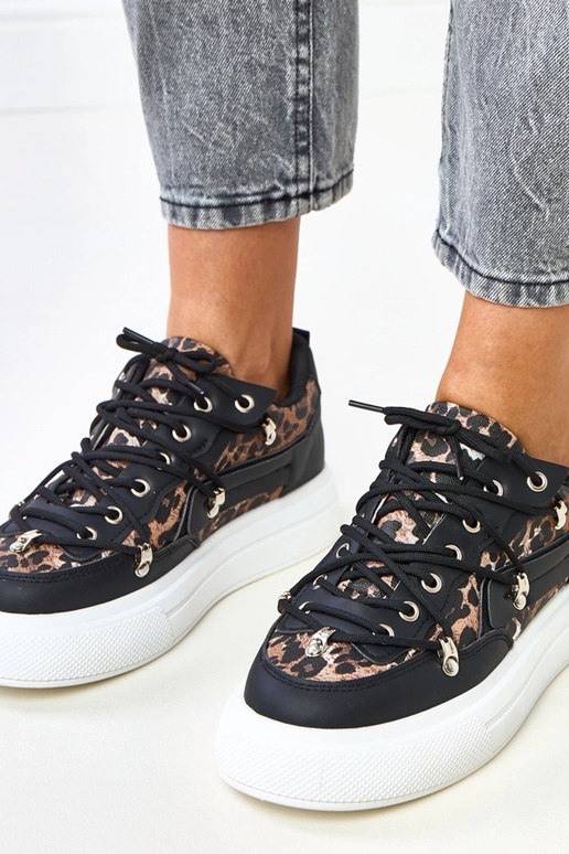 Čierno-biele tenisky na platforme s...