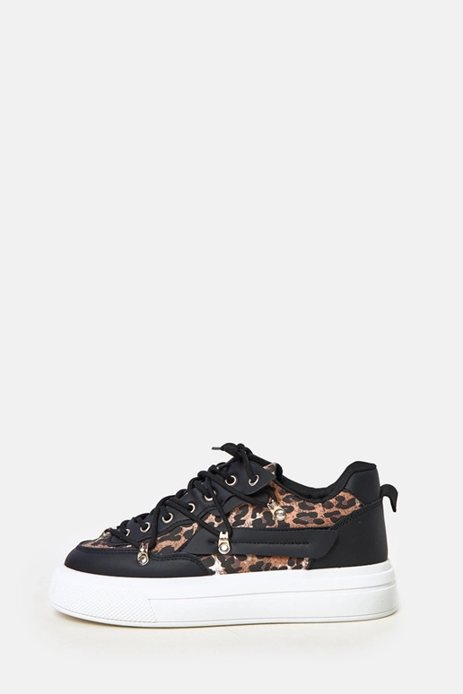 Čierno-biele tenisky na platforme s...