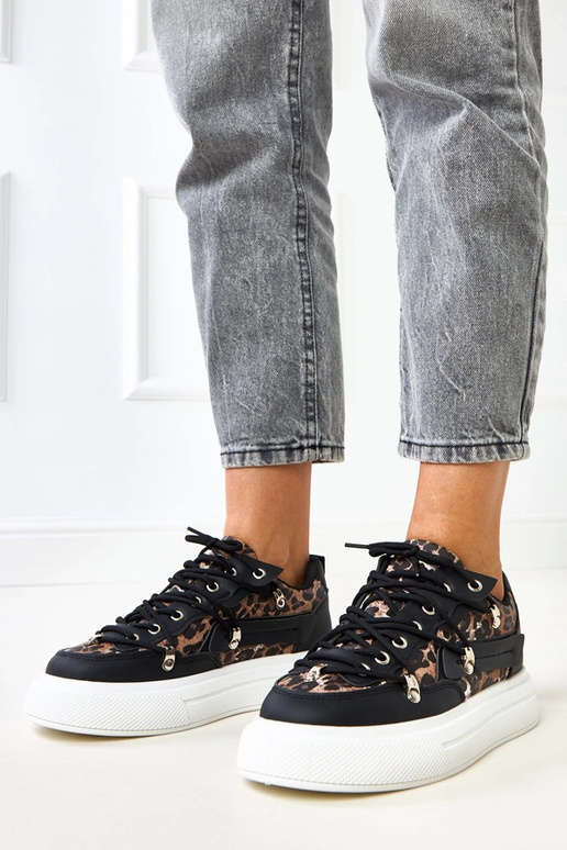 Čierno-biele tenisky na platforme s...