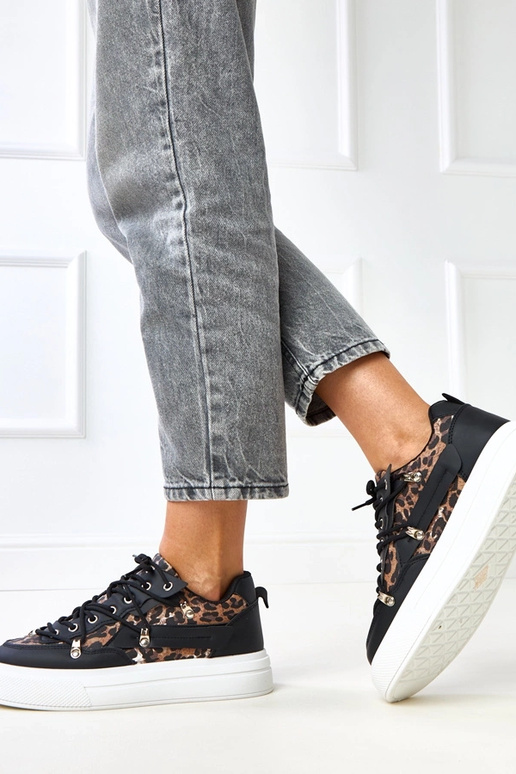 Čierno-biele tenisky na platforme s...