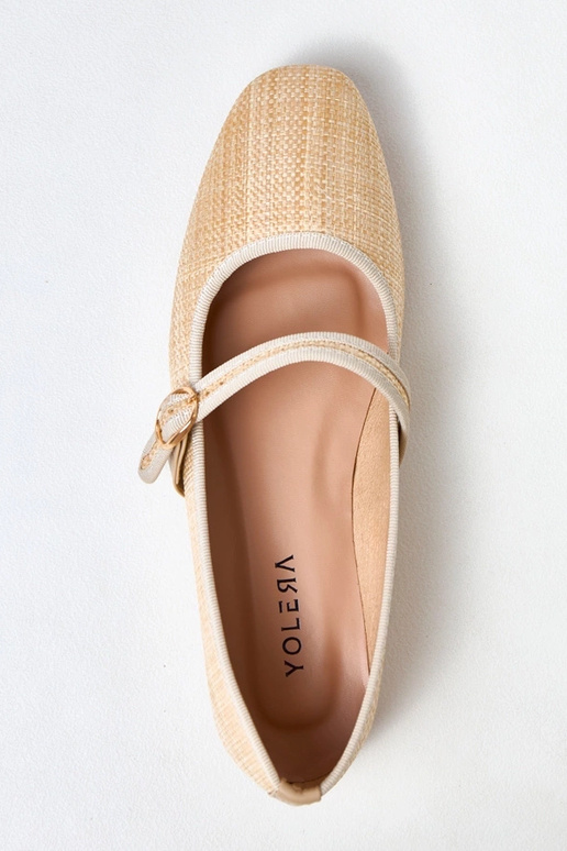 Pieskové pletené baleríny so sponou...