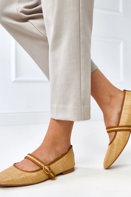 Hnedé pletené baleríny so sponou Nonana