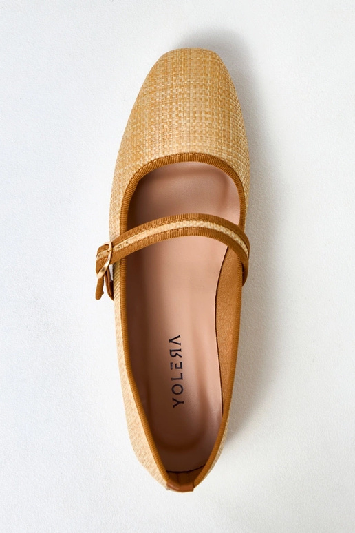 Hnedé pletené baleríny so sponou Nonana