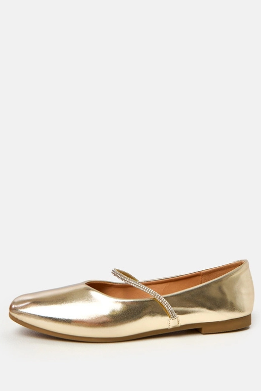 Zlaté baleríny s dekoratívnym pásikom...