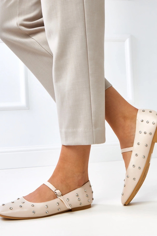 Pieskové baleríny s kryštálmi Heidi