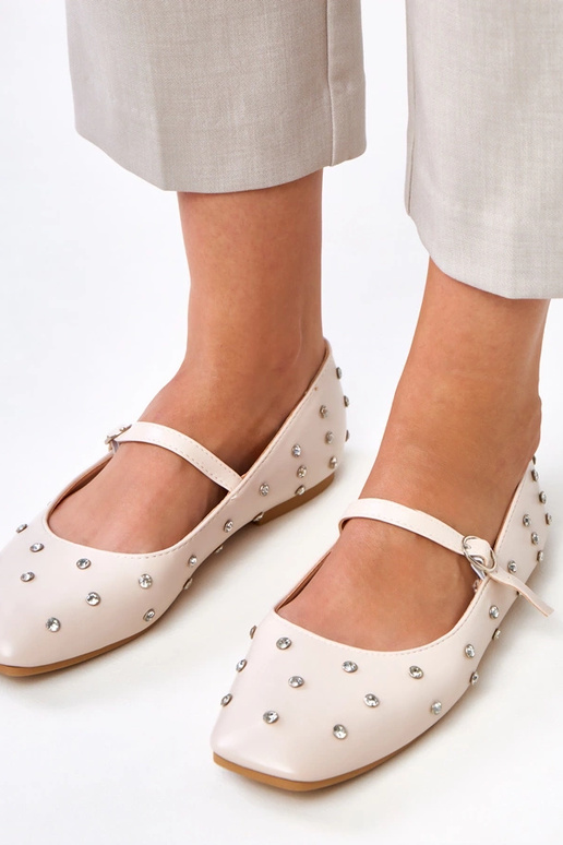 Pieskové baleríny s kryštálmi Heidi