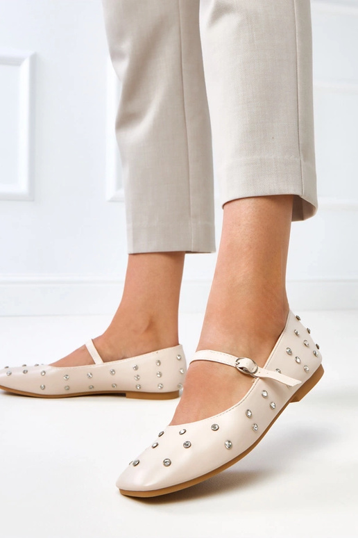 Pieskové baleríny s kryštálmi Heidi