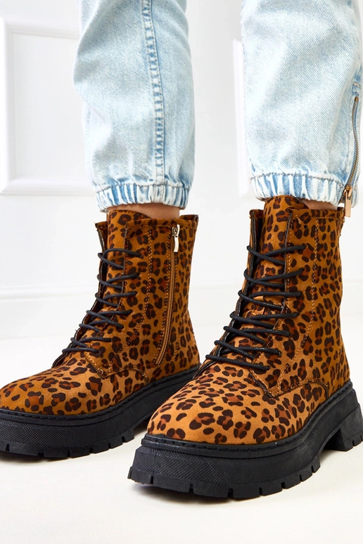 Hnedé čižmy s leopardím vzorom, Espe