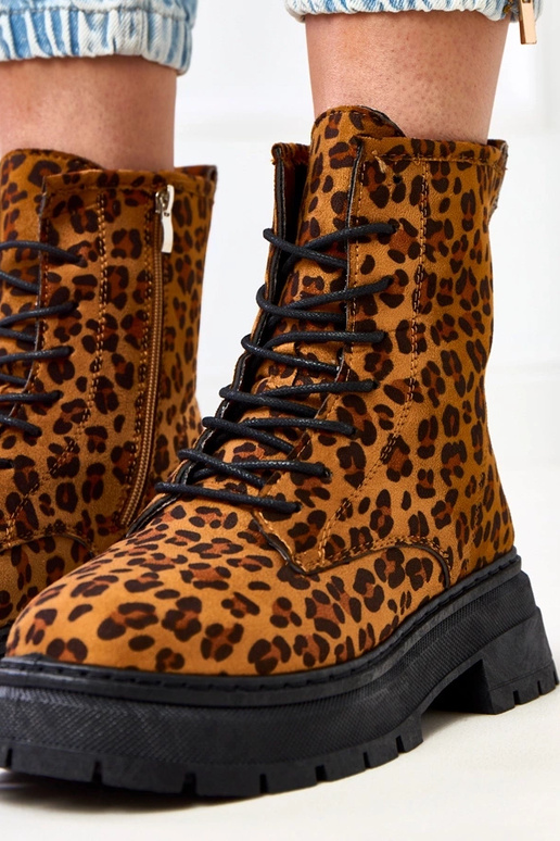 Hnedé čižmy s leopardím vzorom, Espe