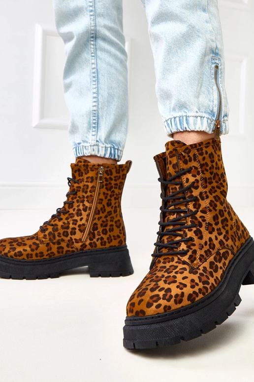 Hnedé čižmy s leopardím vzorom, Espe