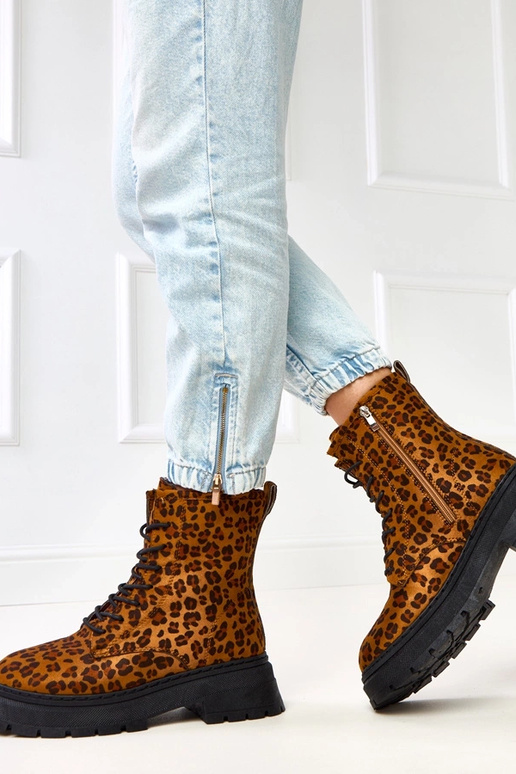 Hnedé čižmy s leopardím vzorom, Espe