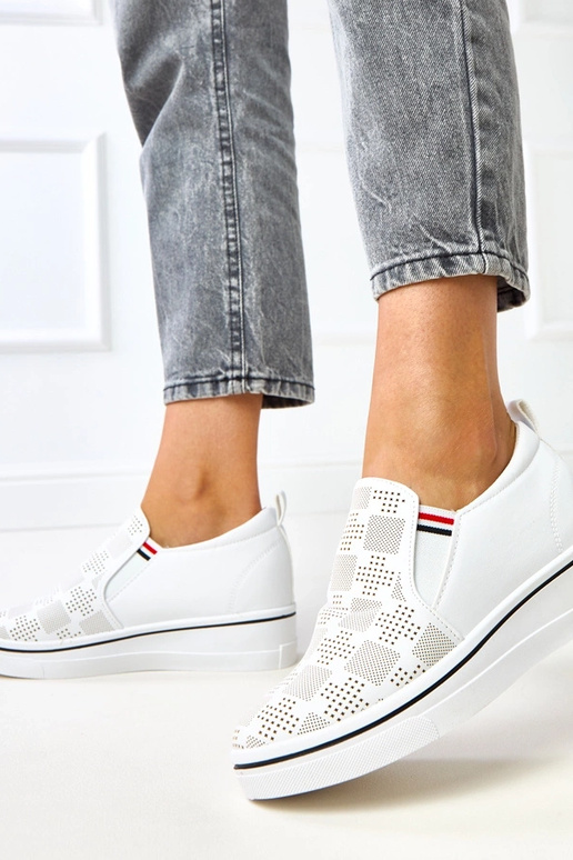 Biele čipkované tenisky na platforme,...