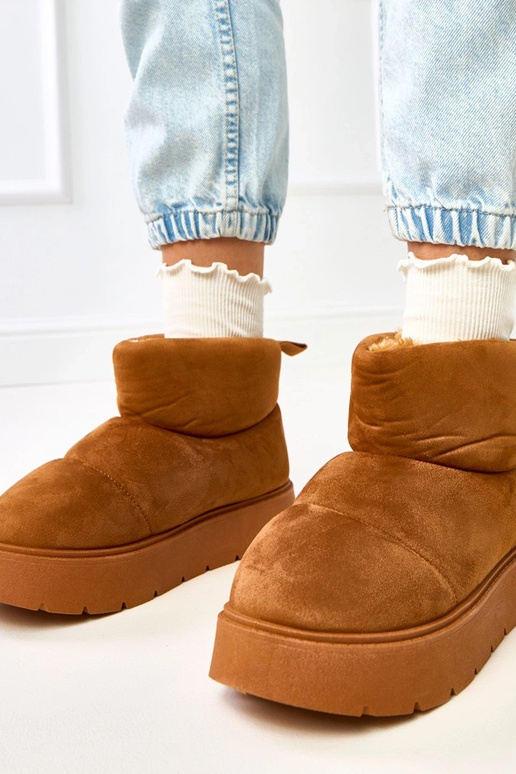 Hnedé teplé snehové topánky na...