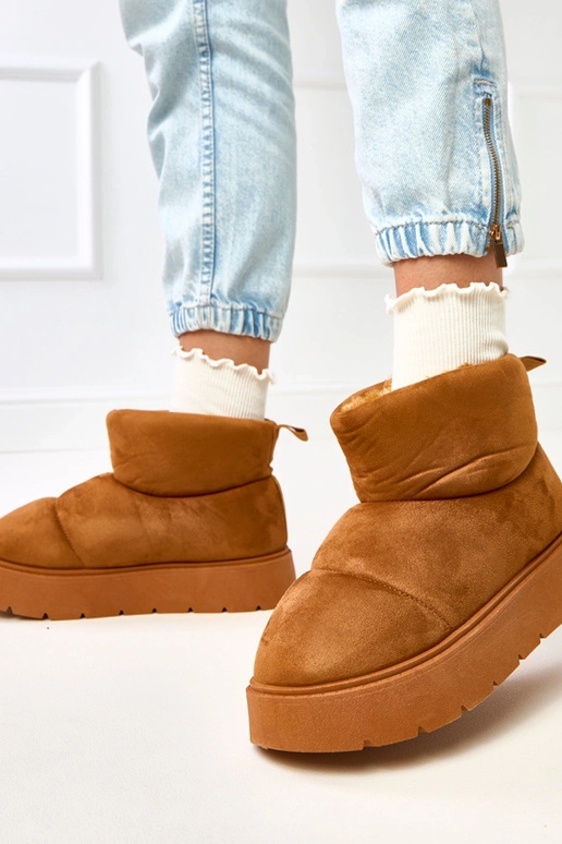 Hnedé teplé snehové topánky na...