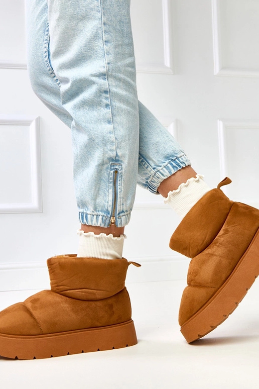 Hnedé teplé snehové topánky na...