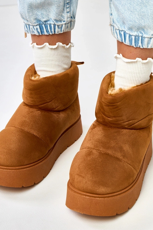 Hnedé teplé snehové topánky na...