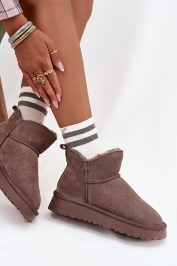 SnehuleZapnutéturalnego zo semišuu zahriať sa s kožušinou vo vnútri Vinceza 97961 Hnedá farba