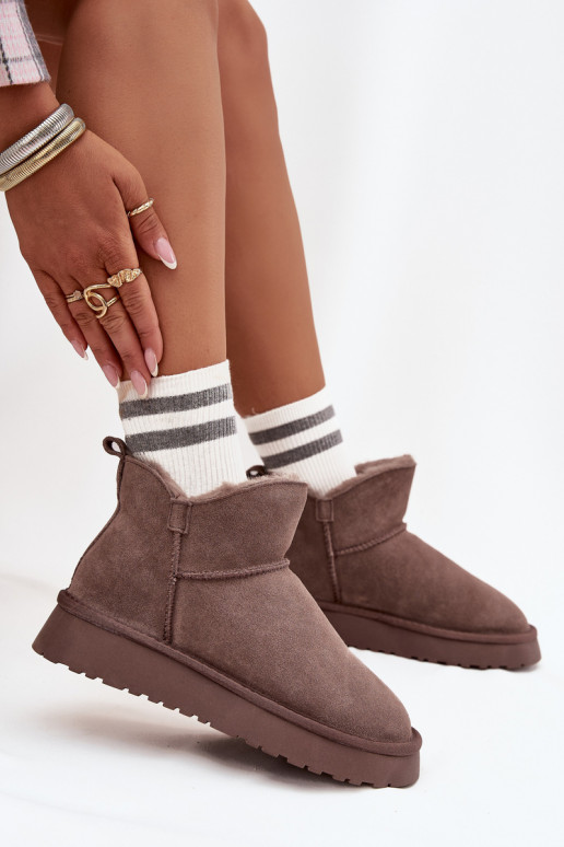 SnehuleZapnutéturalnego zo semišuu zahriať sa s kožušinou vo vnútri Vinceza 97961 Hnedá farba