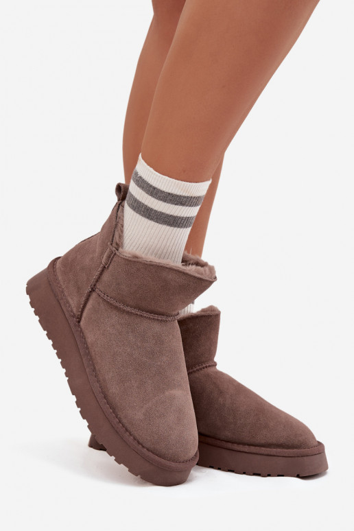 SnehuleZapnutéturalnego zo semišuu zahriať sa s kožušinou vo vnútri Vinceza 97961 Hnedá farba