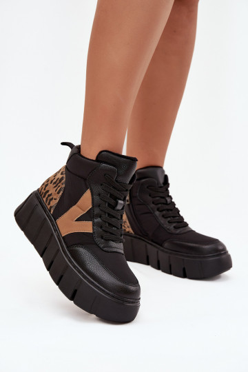 Kožené Dámske čižmy s platformou zahriať sa Vinceza 66838 čierna 2