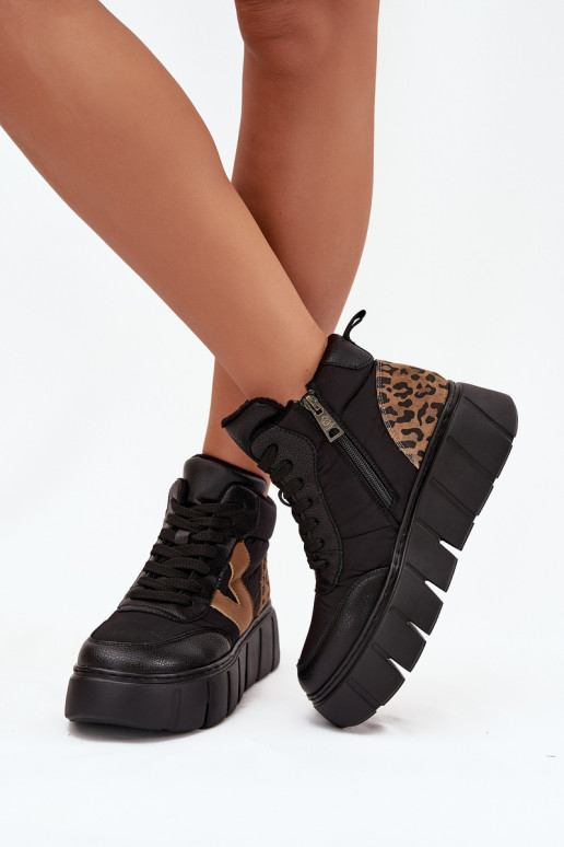 Kožené Dámske čižmy s platformou zahriať sa Vinceza 66838 čierna