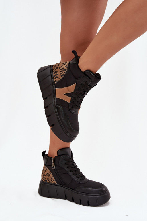 Kožené Dámske čižmy s platformou zahriať sa Vinceza 66838 čierna