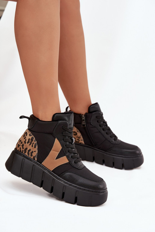 Kožené Dámske čižmy s platformou zahriať sa Vinceza 66838 čierna