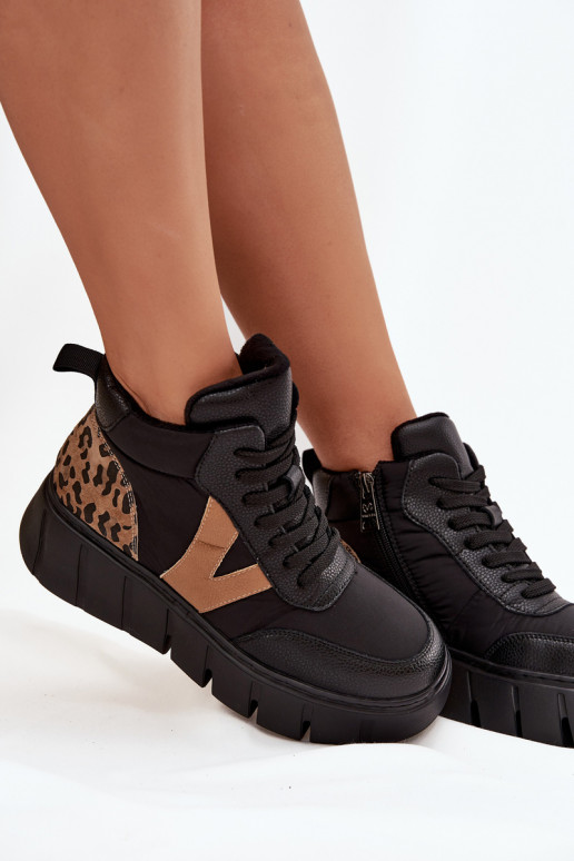 Kožené Dámske čižmy s platformou zahriať sa Vinceza 66838 čierna