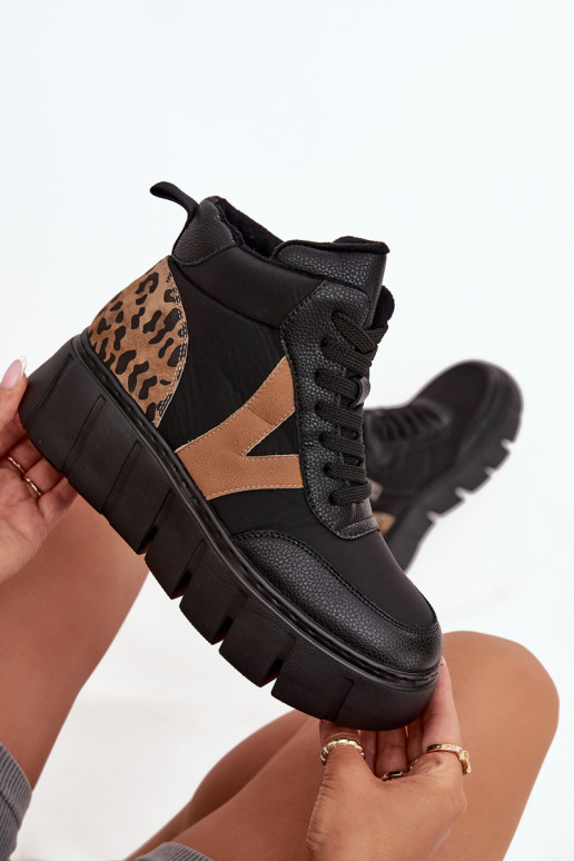 Kožené Dámske čižmy s platformou zahriať sa Vinceza 66838 čierna