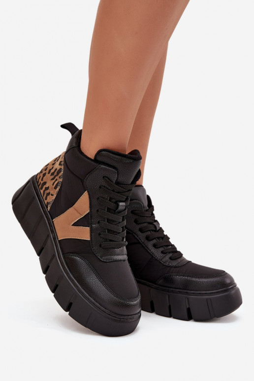 Kožené Dámske čižmy s platformou zahriať sa Vinceza 66838 čierna