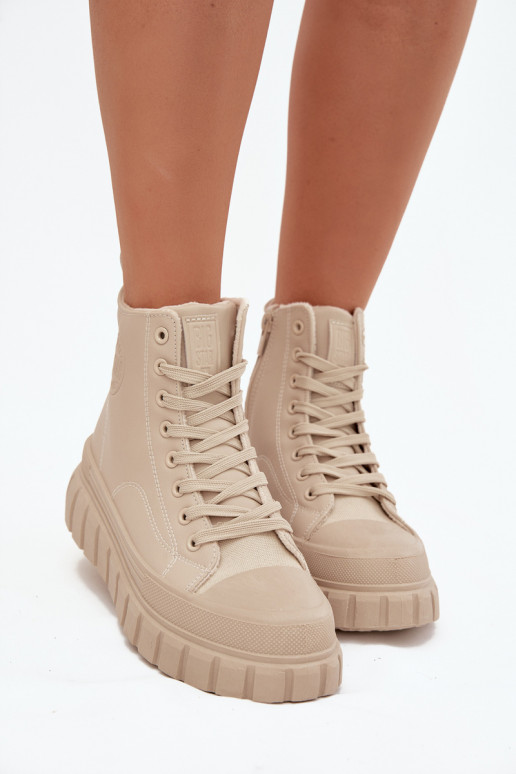 zahriať sa Bežná obuv s platformou z eko kože Big Star SS274535 béžová zahriať sa Bežná obuv s platformou z eko kože Big Star SS274535 béžová