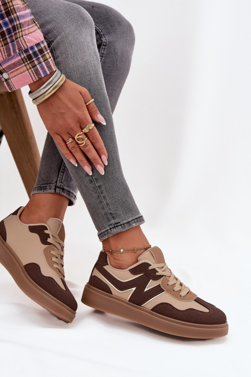 Tenisky model obuvi Dámska nízka Eko Kožené Hnedá farba Givelle