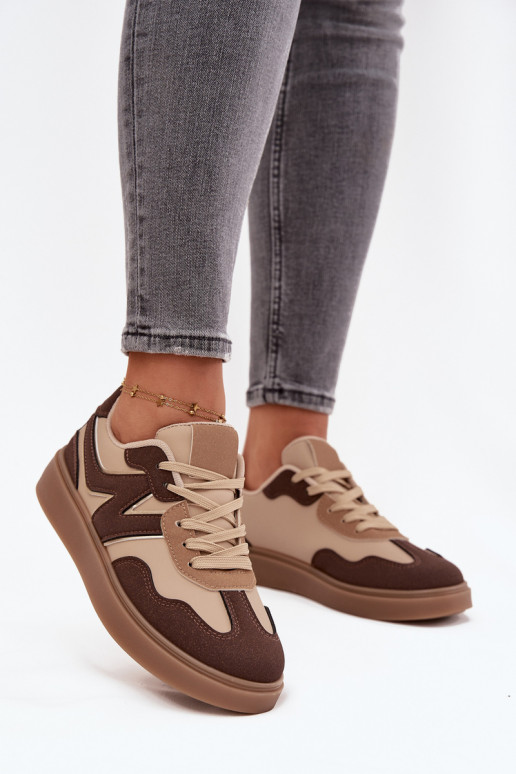 Tenisky model obuvi Dámska nízka Eko Kožené Hnedá farba Givelle