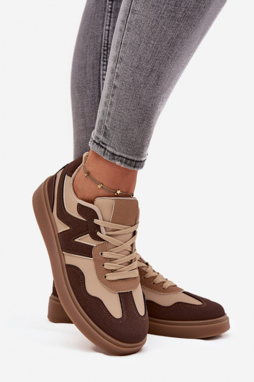 Tenisky model obuvi Dámska nízka Eko Kožené Hnedá farba Givelle