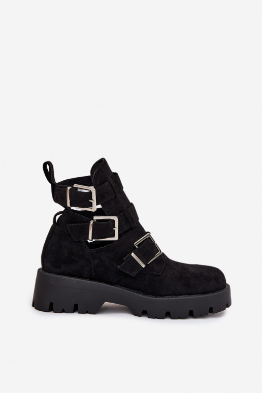 Dámske čižmy S pruhmi I strieborná farbami s prackamimi čierna Helisse Dámske čižmy S pruhmi I strieborná farbami s prackamimi čierna Helisse